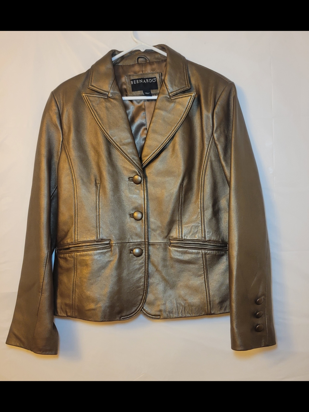 Bernardo Metallic Bronze Leather Blazer Jacket
